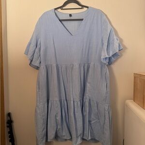 Baby blue tiered mini shift dress